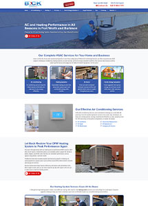 Bock Air Conditioning Services website homepage 
