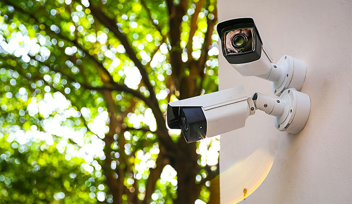 Installed outdoor security camera
